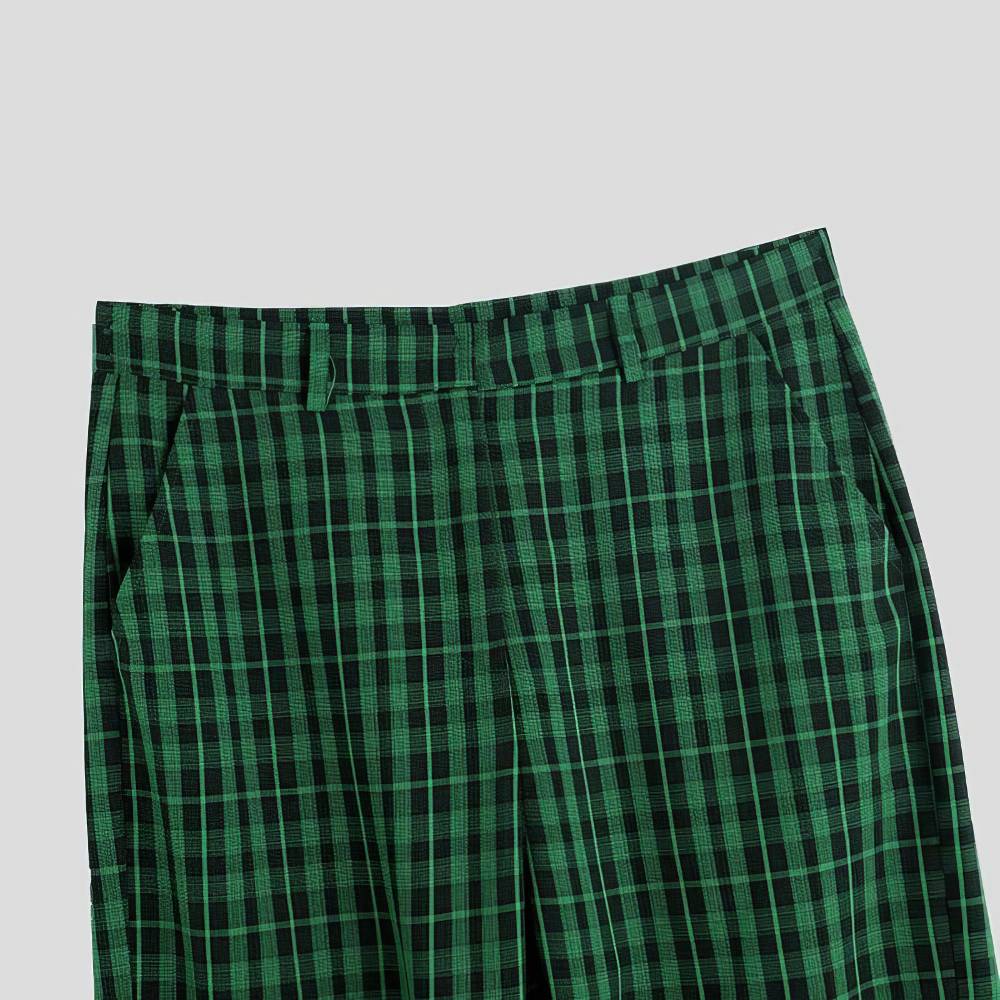 Pantalon Écossais Cargo Homme À Sangles Vert Et Noir – Image 3