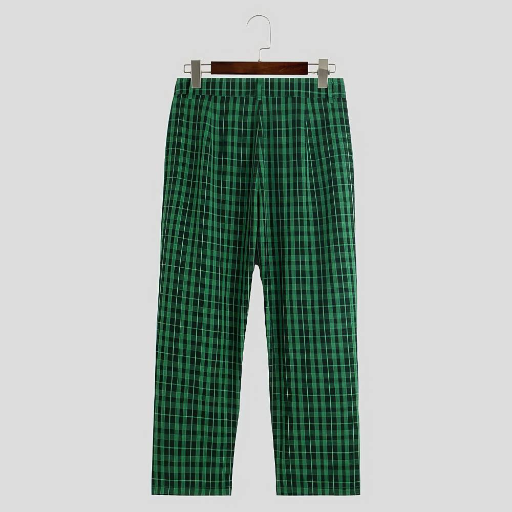 Pantalon Écossais Cargo Homme À Sangles Vert Et Noir – Image 4