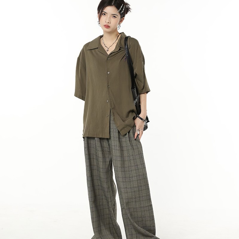 Pantalon Tartan Femme Gris – Image 2