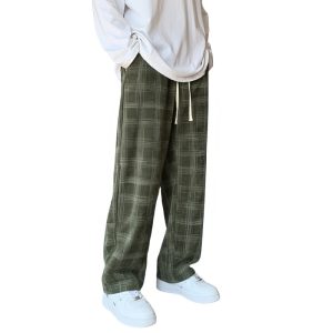 Pantalon Écossais Large Femme Vert