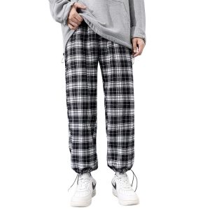 Pantalon Écossais à Carreaux Noir Et Blanc