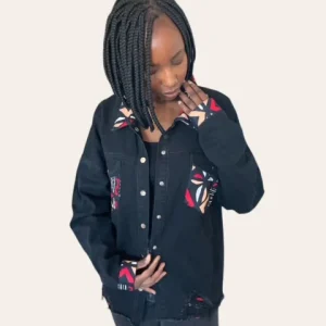 Chemise en jean noir motif Lipé