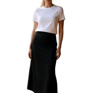 JUPE SATIN2 NOIRE GRANDE TAILLE 42-50