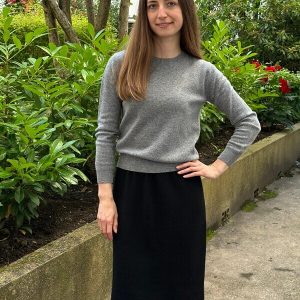 Jupe crayon maille côtelée noire mi-longue 100% laine mérinos – Margot