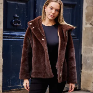 SCARLETT - Veste en fausse fourrure à capuche