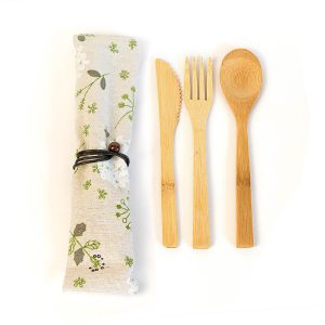 Couverts Réutilisables en Bambou Fleurs