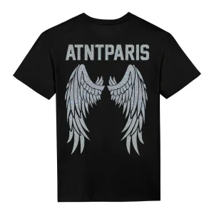 Tee Shirt Noir unisexe Dark Angel Strass
