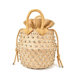 Sac Paille Naturelle Seau Cristaux Argent