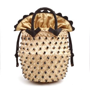 Sac Paille Naturelle Seau Cristal Noir
