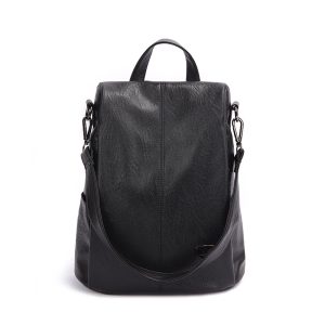 Sac à Dos Antivol Femme Cuir Noir Evita