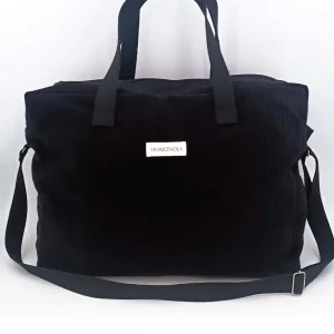 Sac week-end velours cotelé noir