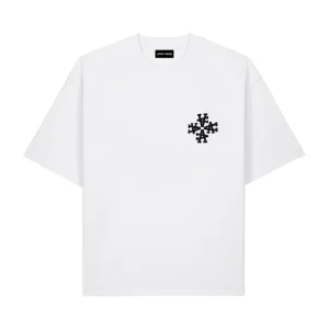 T-Shirt Blanc Signature – Broderie Noire Iconique