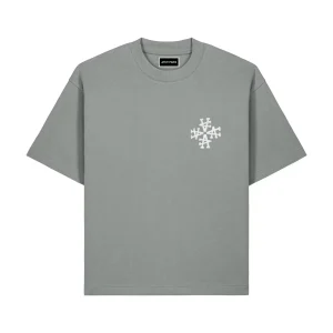 T-Shirt steel grey  Signature – Broderie blanche iconique