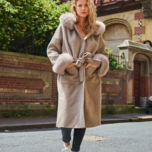 VERONICA - Manteau en laine col renard