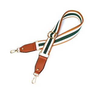 Bandoulière Ajustable Tricolore en Coton – Marron