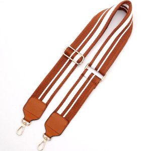 Bandoulière Ajustable en Coton – Rayée Marron