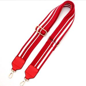 Bandoulière Ajustable en Coton – Rayée Rouge
