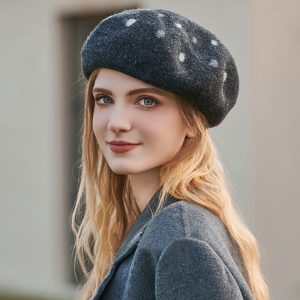 Béret Basque Laine Pois Gris
