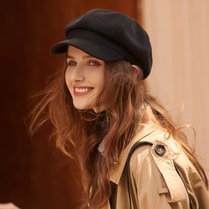 Béret Casquette Femme Feutre Noir