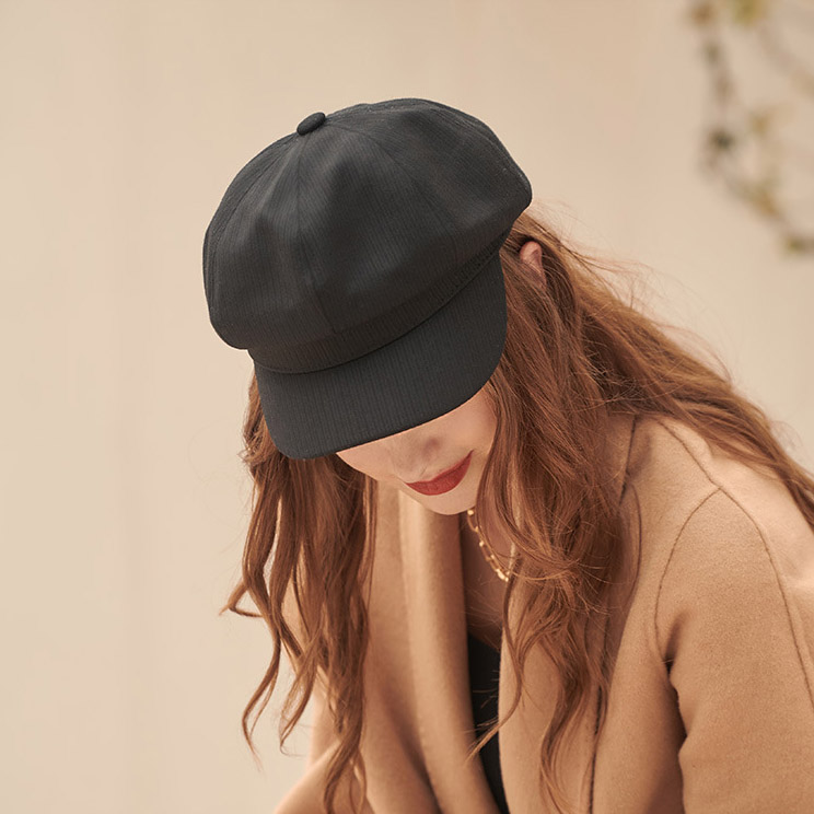 Béret Casquette Rayé Feutre Noir – Image 2