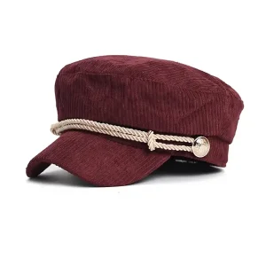 Béret Casquette Gavroche Femme Velours Côtelé Bordeaux