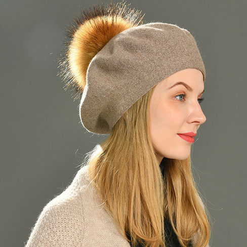 Béret Laine et Pompon Beige – Image 3