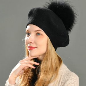 Béret Laine et Pompon Noir