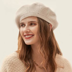 Béret Laine et Strass Blanc