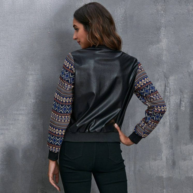 Bombers Cuir Noir Bohème – Image 3