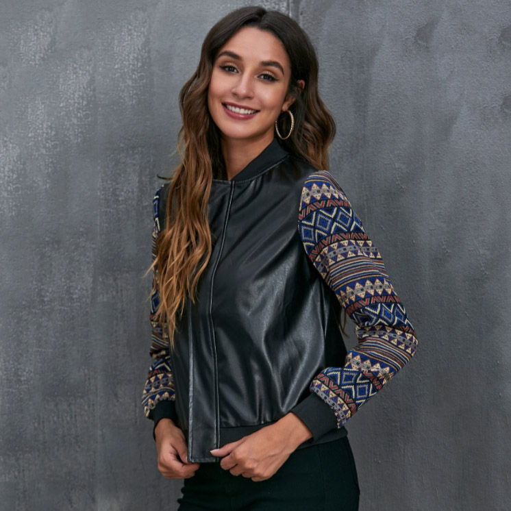 Bombers Cuir Noir Bohème – Image 4