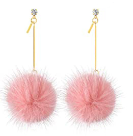 Boucles d&rsquo;Oreilles Pompon Rose – Sanna