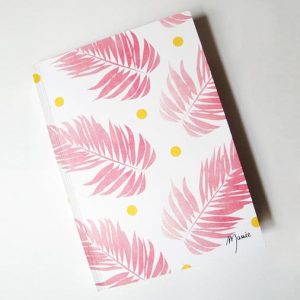 Carnet motifs feuilles roses