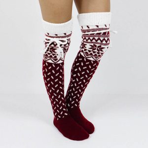 Chaussettes Hautes Femme Rouges Nœud et Flocons – Neve