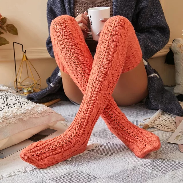 Chaussettes hautes Ajourées Saumon