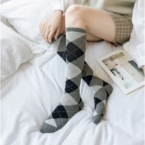 Chaussettes Hautes Argyle Grises & Noires