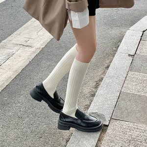 Chaussettes Hautes Femme Côtelées