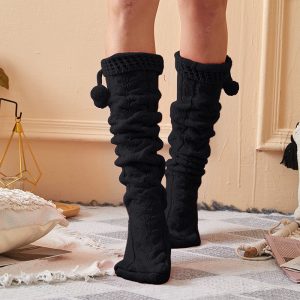 Chaussettes Hautes Laine Epaisse – Noire