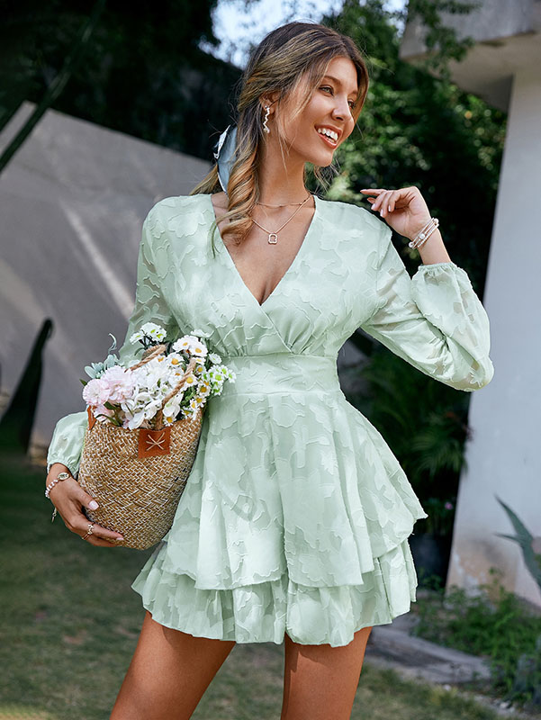 Combishort Bohème Verte Manches Longues – Image 3