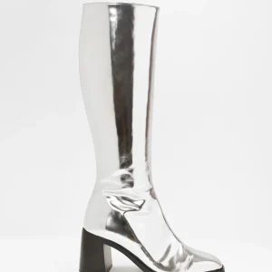 Bottes à talon - cuir argent