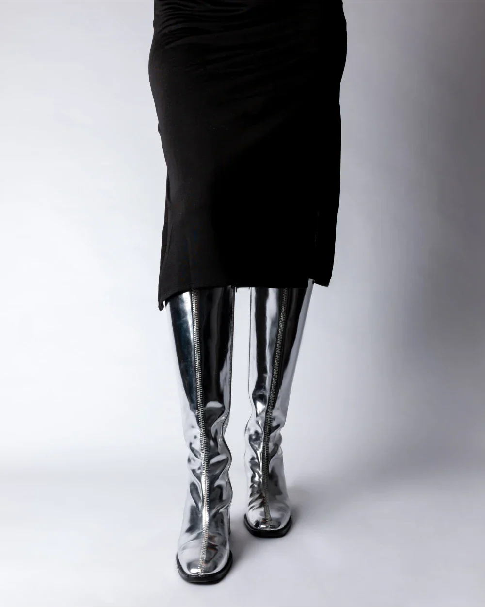 Bottes à talon - cuir argent – Image 8