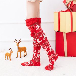 Grandes Chaussettes de Noël en Laine Rouges