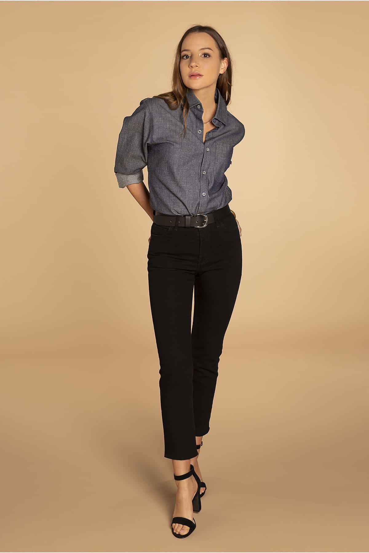 Jeans confort noir – Slim taille haute