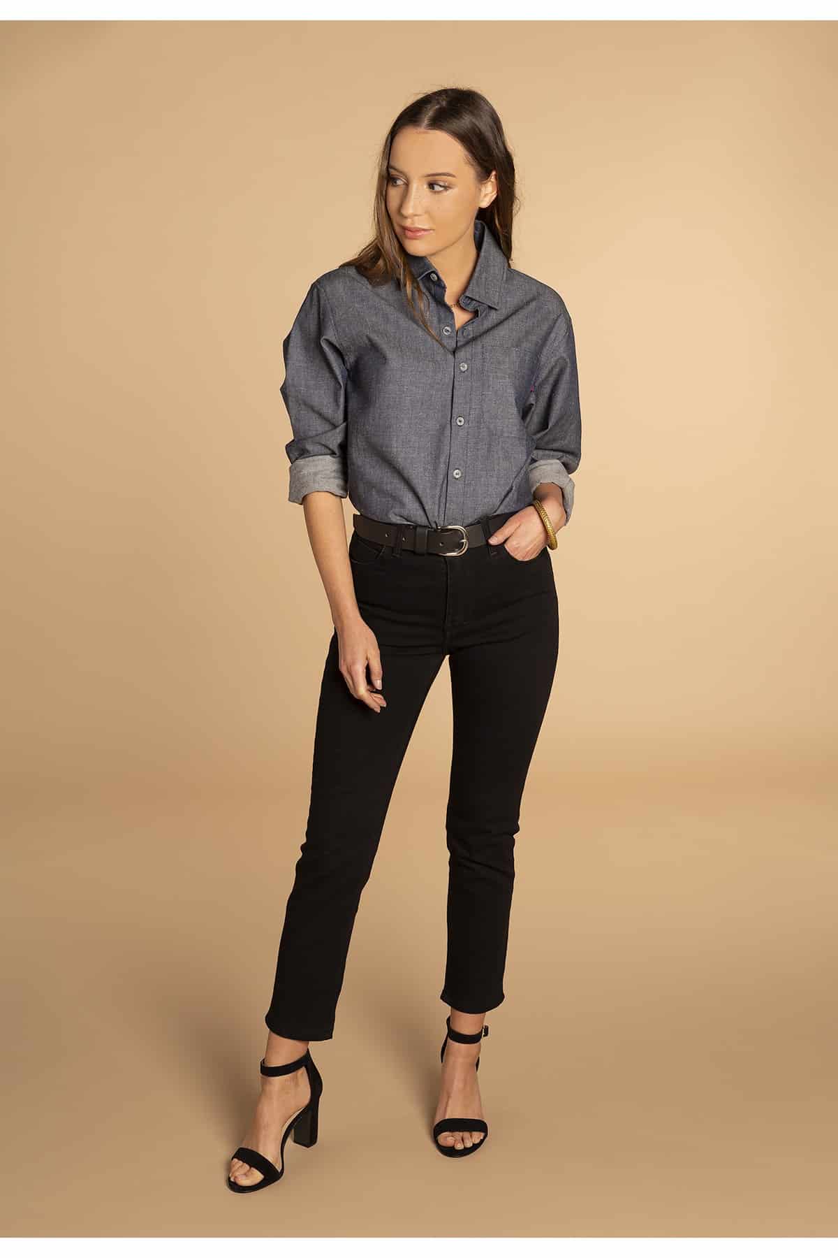 Jeans confort noir – Slim taille haute – Image 2