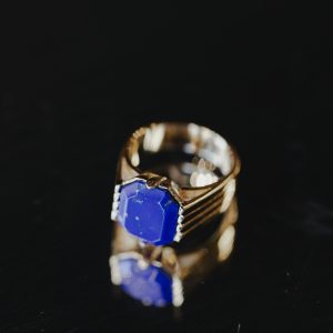 Bague Papi simple plaqué or – Pierre Lapis Lazuli – Florence Verdier