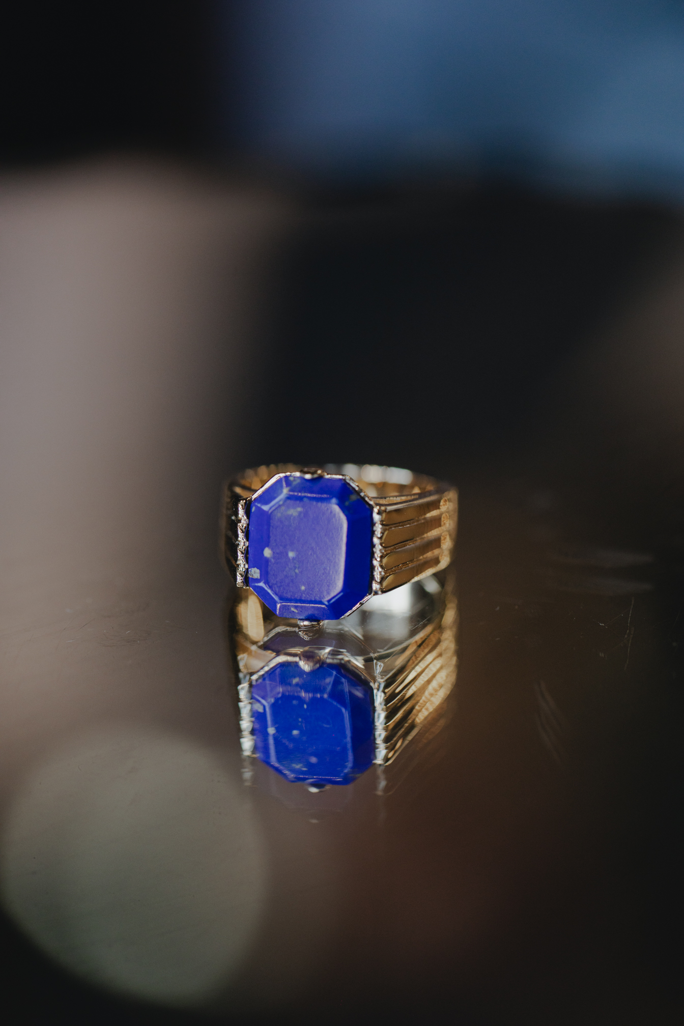 Bague Papi simple plaqué or – Pierre Lapis Lazuli – Florence Verdier – Image 2