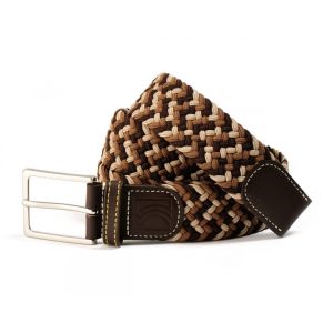 Ceinture tressée Last World marron rayée – Le Chic Français