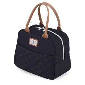 Lunch Bag Femme Matelassé Satin Noir