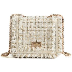 Sac Bandoulière Tweed Beige Célestine