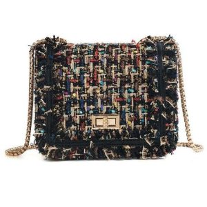 Sac Bandoulière Tweed Noir Célestine