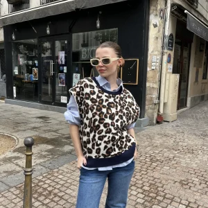 Pull Helsa Léopard Bleu